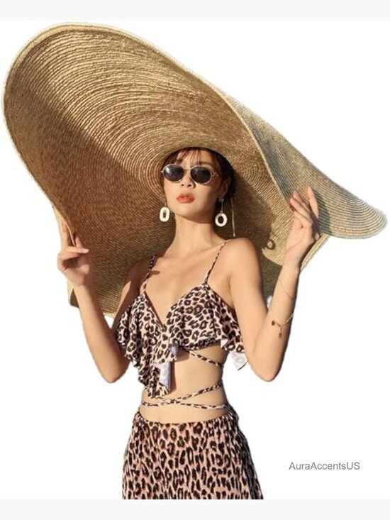 Oversized Wide Brim Foldable Straw Sun Hat Beach Travel main image 4